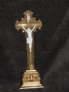 Antique Religious Crucifixes CHURCH victorian crussifix JESUS CHRIST table Cross - Picture 1 of 10