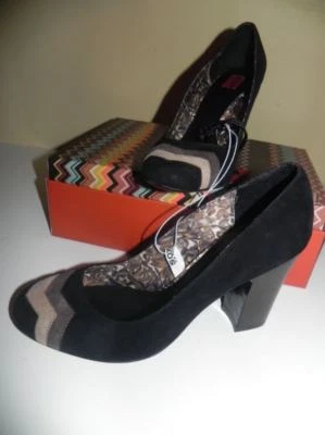 Zapatos de tacón Missoni para Target gamuza corteza madera Chevron zigzag negro 9 9,5 10 11 Foto 1 de 2