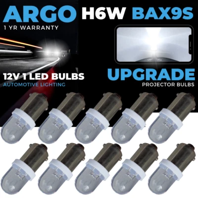 H6w 434 Bax9s Led White Side Light 433c T4w Hid Xenon Interior Parking Bulbs 12v - Image 1 of 4