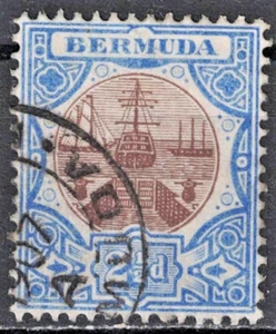BERMUDA:1906-10 SC#37 Used CTO Dry Dock AP2535 - Picture 1 of 2