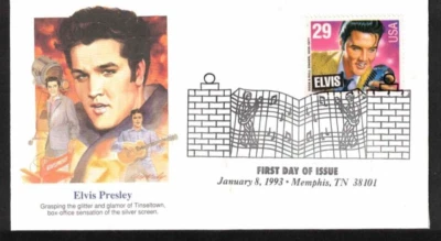 ELVIS PRESLEY First Day Issue Stamp & Envelope 01/08/1993 Memphis TN Tinseltown - Image 1 of 2