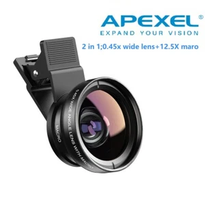APEXEL On-Clip Super Wide Angle+Macro Phone Lens Kit for iPhone and Android - Photo 1 sur 9