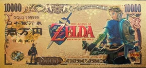 24k Gold Foil Plated Legend of Zelda Collectable Banknote Nintendo Videogame - Picture 1 of 4