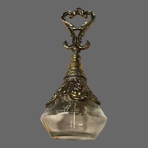 Bottiglia profumo vintage Art Nouveau Ormolu filigrana con vetro trasparente Dauber - Foto 1 di 12