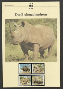 Swasiland WWF: Das Breitmaulnashorn kpl. Kapitel je 4 Marken MK FDC Beschreib. - Picture 1 of 10