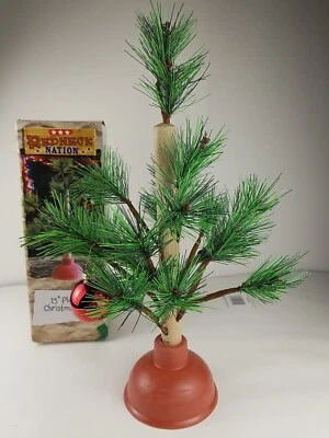 Redneck Nation Plunger Christmas Tree Holiday Novelty Office Gag Gift 15in Tall - Image 1 of 4