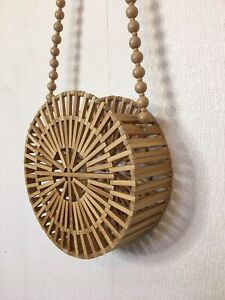 Wooden/bamboo beaded bag small round summer festival boho hippie