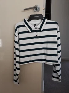COTTON ON BODY Supercute NEW Striped Cotton Sweat Top XS-S Cropped - Picture 1 of 7