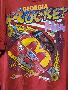VTG 90s Bill Elliott Georgia Rocket Man Nascar Mcdonalds XL 1995 Single Stitch - Picture 1 of 6