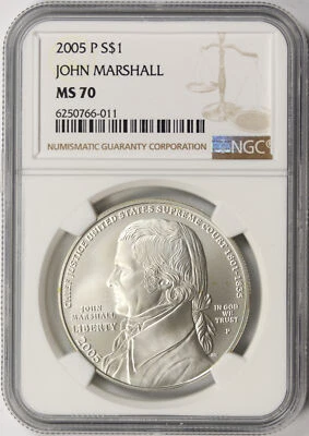 2005-P $1 John Marshall Commemorative Dollar NGC MS70 - Image 1 of 2