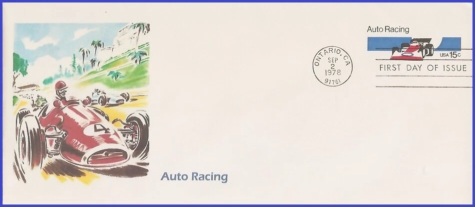 USA3 #U587 U/A UNKNOWN 2 FDC   Auto Racing - Image 1 of 1
