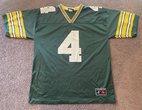 Vintage Brett Favre Jersey Mens Large Green Bay Packers NFL #4 Logo Athletic Cover