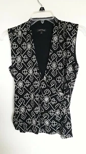 Anne Klein - Sin Mangas Negro Bordado Informal V - Envoltura para Cuello - Talla M - Imagen 1 de 3