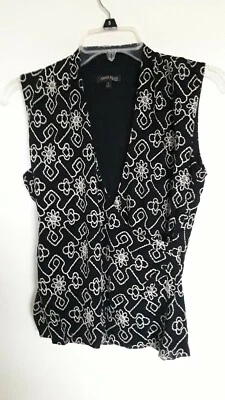 Anne Klein - Sin Mangas Negro Bordado Informal V - Envoltura para Cuello - Talla M Foto 1 de 3