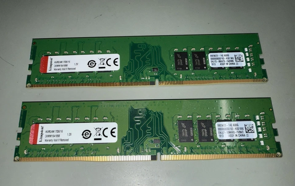 32GB Kingston 2x16GB 2400MHz DDR4 Non-ECC Desktop RAM Memory KVR24N17D8/16 - Image 1 of 1