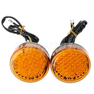 Round Yellow Lens Universal Motorcycle Turn Signal Indicator Light Yellow LED - Picture 1 of 3