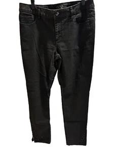 Pantalones de mezclilla negros Cache talla 12 tobillo cremallera adornados tobillos y bolsillos - Imagen 1 de 3