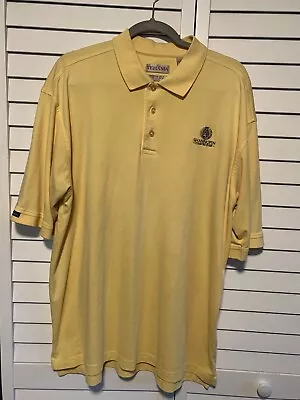 Camisa TEHAMA Shannopin Country Club Para Hombres XL Polo de Golf Amarillo Bordado Logo Foto 1 de 4