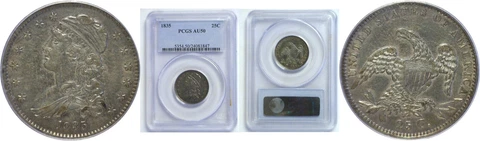 1835 Bust Quarter PCGS AU-50 Cover