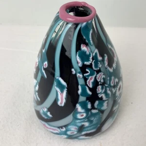 Vintage 1988 Heron Fused Hand Blown Art Glass Vase Signed - Picture 1 of 8