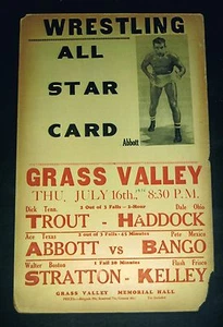 RARE 1936 TEXAS wrestling poster  Dick Trout Haddock Abbott Bango Stratton Kelly - Picture 1 of 1