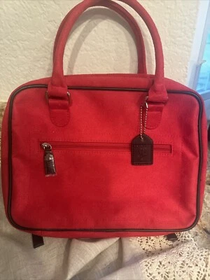 NWOT Lancome Red Suede Double Sided Storage Makeup Handle Bag With Zipper - Image 1 of 4