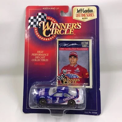 NASCAR Winner's Circle Jeff Gordon #1 1991 Carolina Ford Thunderbird coche y tarjeta Foto 1 de 4