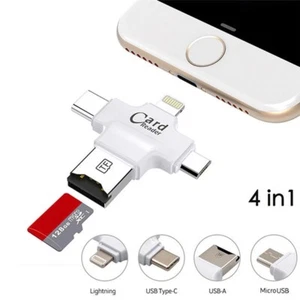 Adaptateur Lecteur Carte 4 En 1 Micro USB Type-C USB SD TF OTG pour Android iPhone PC - Photo 1/9