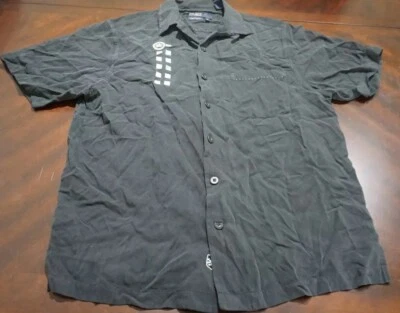 Nat Nast Men's Medium Luxury Originals American Fit 100% Silk Shirt Black Preppy - Image 1 of 4