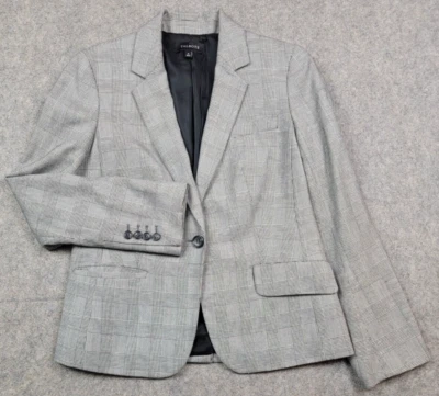 Blazer Talbots Mujer 6 Gris Negro Blanco Cuadros Botón Único Ropa de Trabajo Negocios Foto 1 de 4