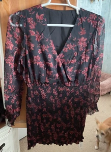 Cupshe Kleid Blumenmuster lang Bauernärmel Damen XL - Bild 1 von 6