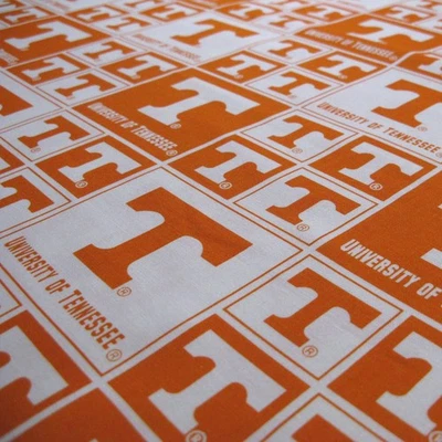 University of Tennessee Cotton Fabric 1.16 Yds Orange Blocks Sykel Ent #TENN 020 - Image 1 of 4