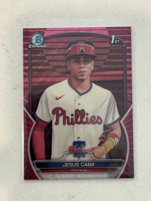 2023 Bowman Chrome Starlyn Caba 1st Fuchsia Pink Vapor /199 - Phillies Marlins - Image 1 of 2