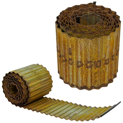 Metal Garden Border Edging 5m x 16.5cm Decorative Rusted Finish for Lawn/Pathway - Image 1 of 4