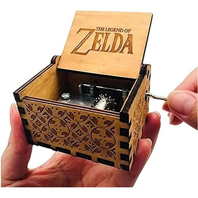CUZIT The Legend of Zelda Movie Theme Antique Carved Music Box Hand Crank Wooden Music