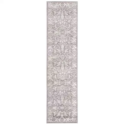 Alfombra de corredor con borde floral Brentwood crema/gris 2 pies X 6 pies Foto 1 de 4
