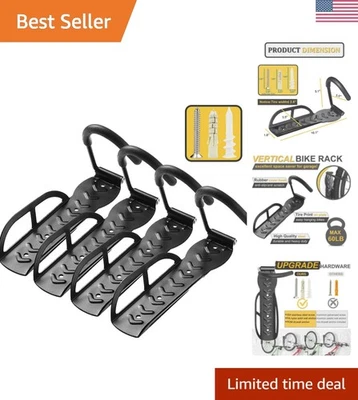 Bike Rack Storage Wall Mount Vertical Hooks Garage Space Saver Heavy Duty - Image 1 of 4