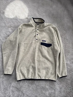Patagonia Synchilla Snap T Fleece Pullover Mens Large  Beige Blue 25450 Hike - Image 1 of 4