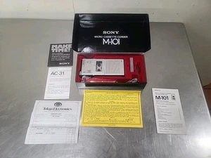 Vintage Sony Micro Cassette Record M-101 with original box powers on for repair - Picture 1 of 11