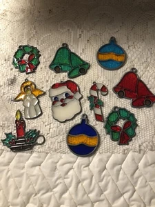 Vintage Buntglas Ornamente/Sonnenfänger Weihnachten 10er Set klein - Bild 1 von 4