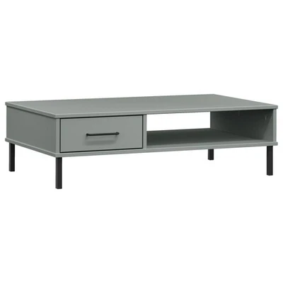 Solid Wood Pine Coffee Table with Metal Legs OSLO Desk Multi Colours vidaXL - Image 1 of 3