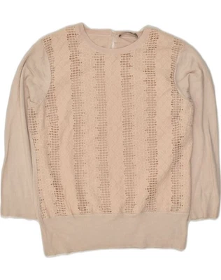 OASIS Womens Long Sleeve Blouse Top UK 14 Medium Beige Viscose AD36 - Image 1 of 3