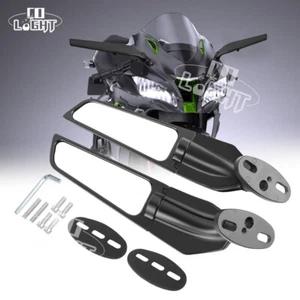 Rear View Winglet Wind Wing Side Mirrors Fit For Kawasaki Ninja ZX10R 2019-2024 - Picture 1 of 13