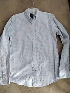 Gap Shirt Mens Med Blue White Striped Button Down Untucked Fit Oxford Pocket - Picture 1 of 5