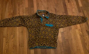 Patagonia Synchilla Brown Aztec Fleece Snap T Pullover Sweater Men's Size Medium - Picture 1 of 3