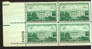 1950 U.S Commem National Capital 3c WHITE HOUSE Plt#Blk Sc#990 M/NH/OG/Pristine - Picture 1 of 1