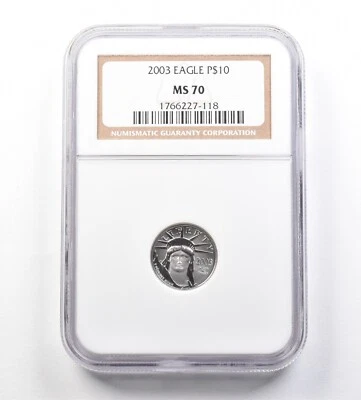 2003 $10 American Platinum Eagle 1/10 Oz Platinum MS70 NGC *4618 - Image 1 of 3