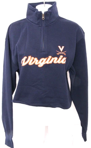 NEW Virginia Cavaliers Blue 84 Navy 1/2 Zip Cropped Sweatshirt Women's M Cover