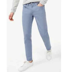 Free Assembly Men's Garment Dyed "BLUE LINEN" Color with 98% Cotton Slim Jeans - Picture 1 of 4