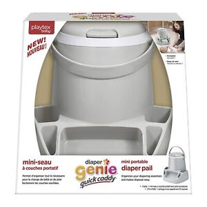 Diaper Genie Quick Caddy, Mini Portable Diaper Pail with Improved Lid Closure,
